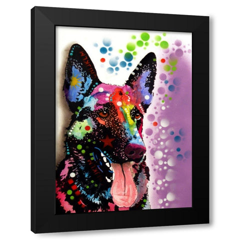 German Shepherd Black Modern Wood Framed Art Print with Double Matting by Dean Russo Collection