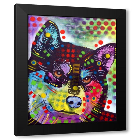 Shiba Inu Black Modern Wood Framed Art Print with Double Matting by Dean Russo Collection