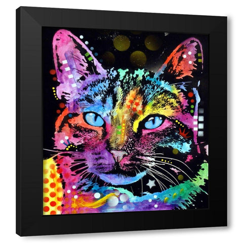Thoughtful Cat Black Modern Wood Framed Art Print with Double Matting by Dean Russo Collection