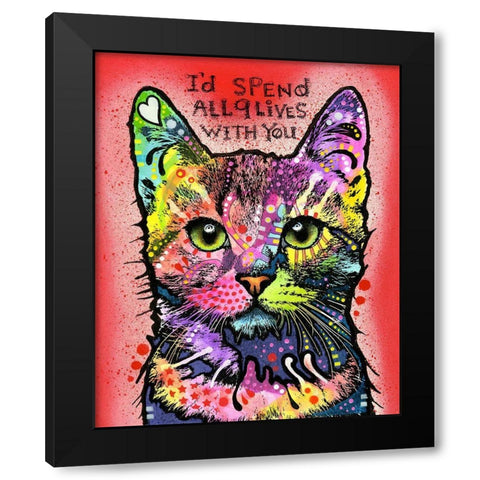 9 Lives Black Modern Wood Framed Art Print by Dean Russo Collection