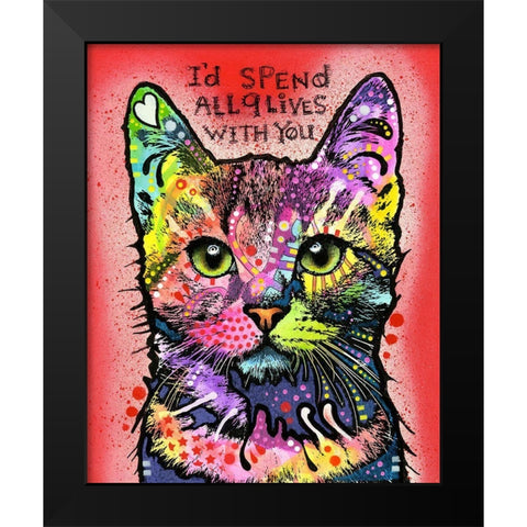 9 Lives Black Modern Wood Framed Art Print by Dean Russo Collection