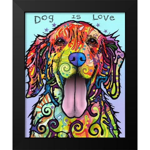 Dog Is Love Black Modern Wood Framed Art Print by Dean Russo Collection