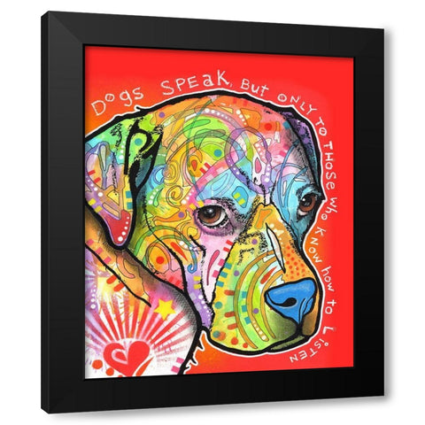 Dogs Speak Black Modern Wood Framed Art Print by Dean Russo Collection