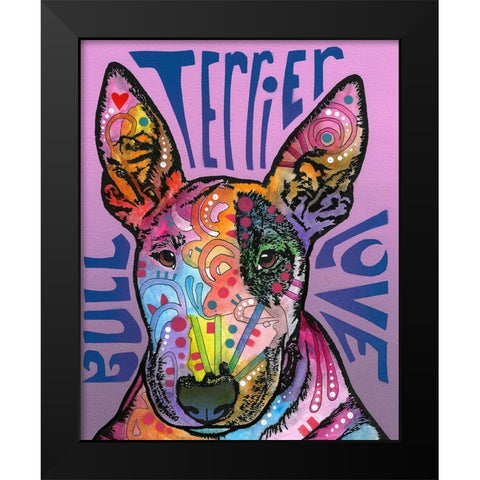 Bull Terrier Luv Black Modern Wood Framed Art Print by Dean Russo Collection