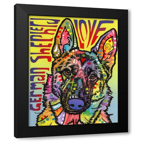 German Shepherd Luv Black Modern Wood Framed Art Print by Dean Russo Collection