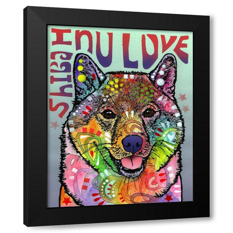 Shiba Inu Luv Black Modern Wood Framed Art Print with Double Matting by Dean Russo Collection