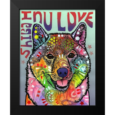 Shiba Inu Luv Black Modern Wood Framed Art Print by Dean Russo Collection