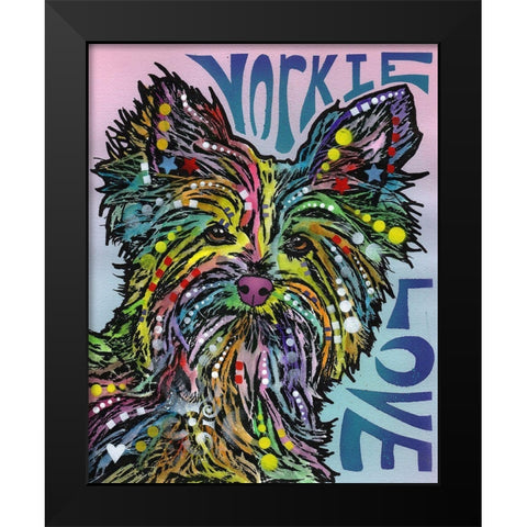 Yorkie Luv Black Modern Wood Framed Art Print by Dean Russo Collection