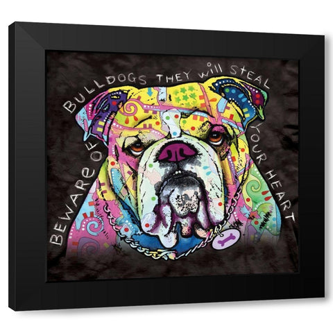 Bulldog Heart Black Modern Wood Framed Art Print with Double Matting by Dean Russo Collection