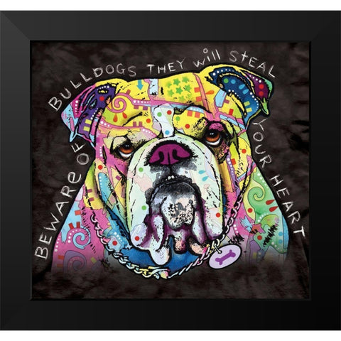 Bulldog Heart Black Modern Wood Framed Art Print by Dean Russo Collection