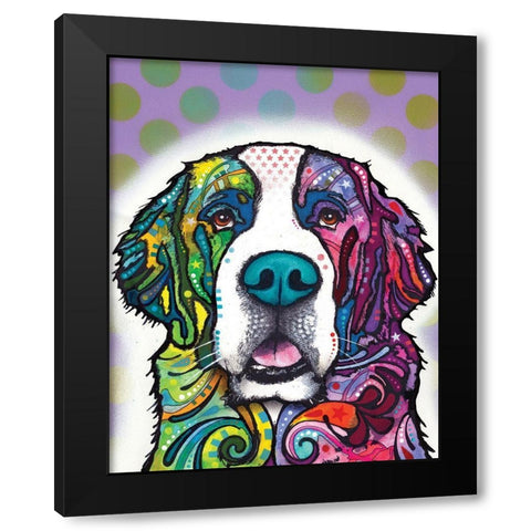 Saint Bernard Black Modern Wood Framed Art Print with Double Matting by Dean Russo Collection