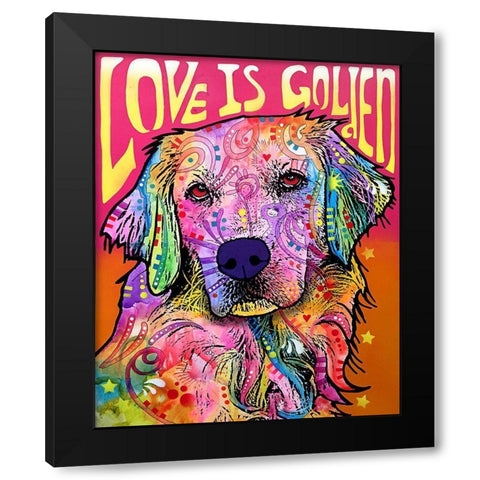Love is Golden Black Modern Wood Framed Art Print by Dean Russo Collection
