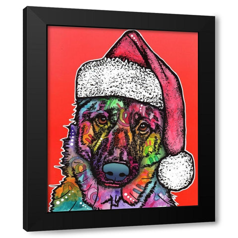 Christmas Dog Black Modern Wood Framed Art Print by Dean Russo Collection