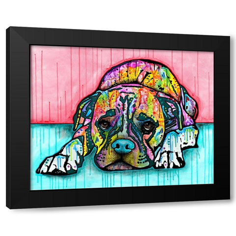 Lying Boxer Black Modern Wood Framed Art Print by Dean Russo Collection