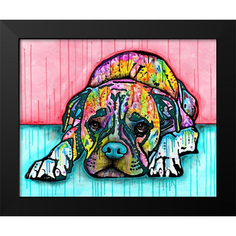 Lying Boxer Black Modern Wood Framed Art Print by Dean Russo Collection