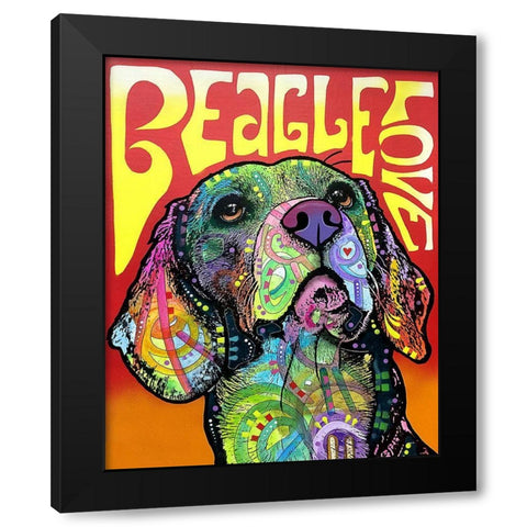 Beagle Love Black Modern Wood Framed Art Print by Dean Russo Collection