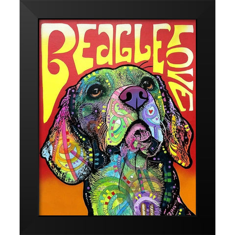 Beagle Love Black Modern Wood Framed Art Print by Dean Russo Collection