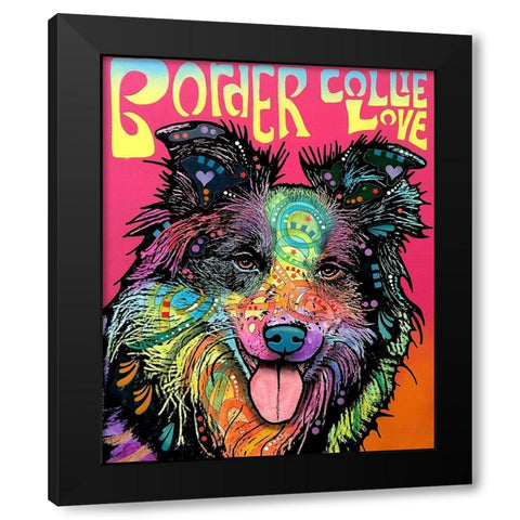 Border Collie Luv Black Modern Wood Framed Art Print by Dean Russo Collection