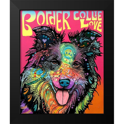 Border Collie Luv Black Modern Wood Framed Art Print by Dean Russo Collection