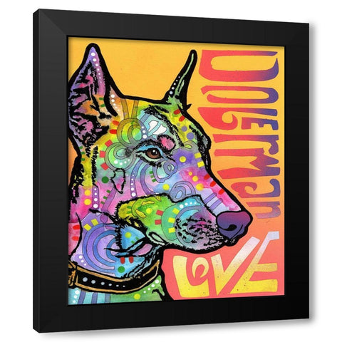Doberman Luv Black Modern Wood Framed Art Print with Double Matting by Dean Russo Collection