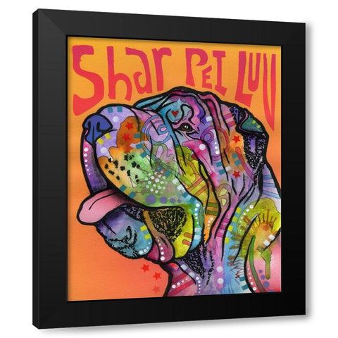 Shar Pei Love Black Modern Wood Framed Art Print with Double Matting by Dean Russo Collection