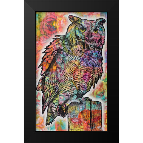 Owl Perch Black Modern Wood Framed Art Print by Dean Russo Collection