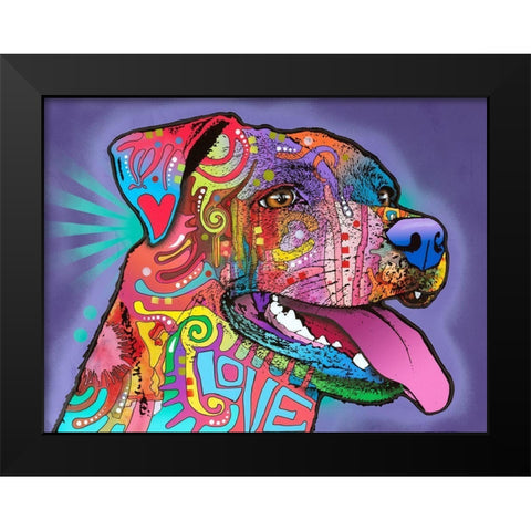 Happy Lab Black Modern Wood Framed Art Print by Dean Russo Collection