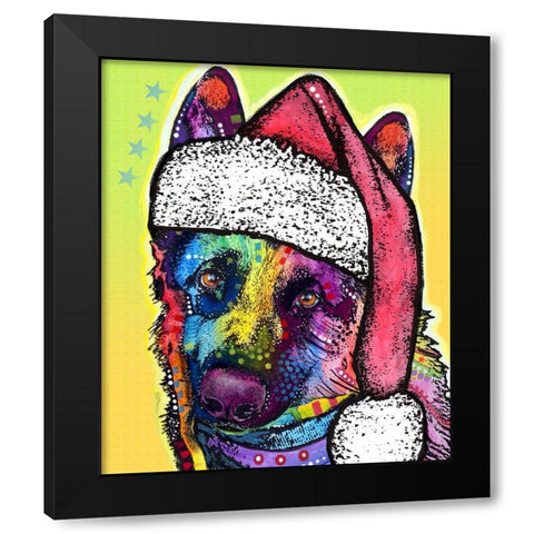 German Shepherd Christmas Black Modern Wood Framed Art Print by Dean Russo Collection