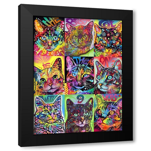 Nine Up of Cats Black Modern Wood Framed Art Print by Dean Russo Collection