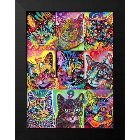 Nine Up of Cats Black Modern Wood Framed Art Print by Dean Russo Collection