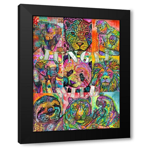 Nine Up of Jungle Wild Black Modern Wood Framed Art Print by Dean Russo Collection