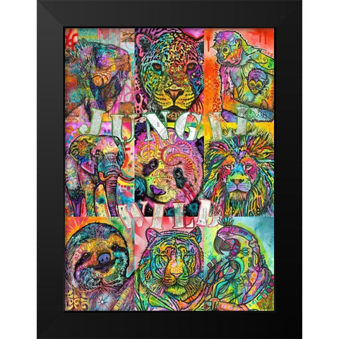 Nine Up of Jungle Wild Black Modern Wood Framed Art Print by Dean Russo Collection