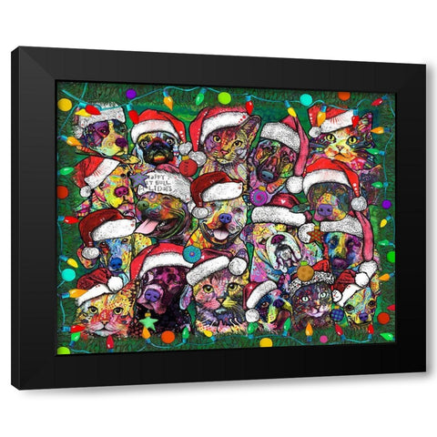 Christmas Collage Black Modern Wood Framed Art Print with Double Matting by Dean Russo Collection