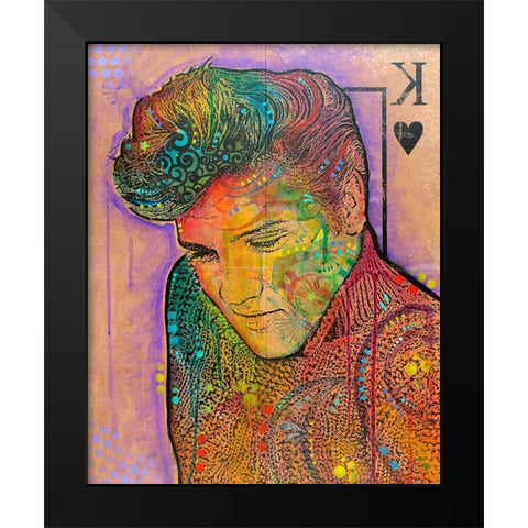 Elvis - King of Hearts Black Modern Wood Framed Art Print by Dean Russo Collection