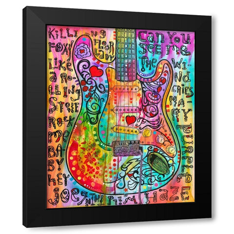 Jimmies Guitar Black Modern Wood Framed Art Print with Double Matting by Dean Russo Collection