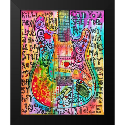 Jimmies Guitar Black Modern Wood Framed Art Print by Dean Russo Collection