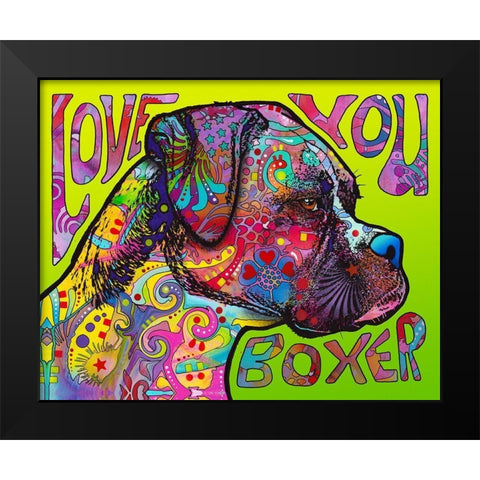 Love You Boxer Black Modern Wood Framed Art Print by Dean Russo Collection