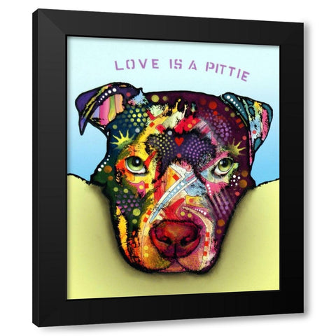 Love Is A Pittie Black Modern Wood Framed Art Print by Dean Russo Collection