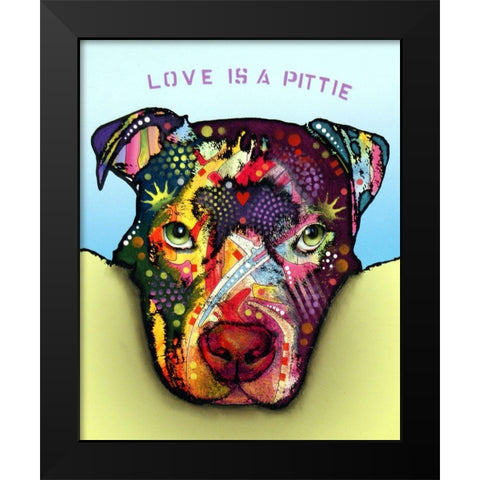 Love Is A Pittie Black Modern Wood Framed Art Print by Dean Russo Collection