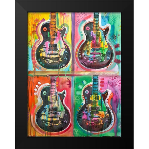 Les Paul 4UP Black Modern Wood Framed Art Print by Dean Russo Collection