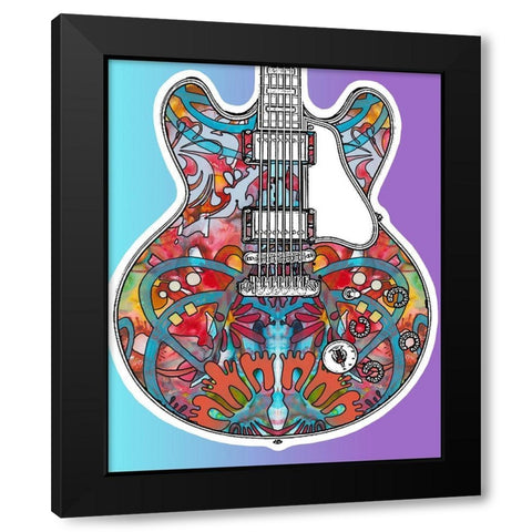 Gibson ES-335 Black Modern Wood Framed Art Print with Double Matting by Dean Russo Collection