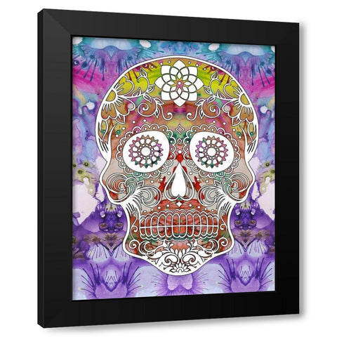 Sugar Skull Black Modern Wood Framed Art Print by Dean Russo Collection