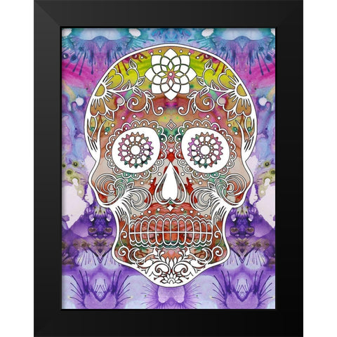 Sugar Skull Black Modern Wood Framed Art Print by Dean Russo Collection