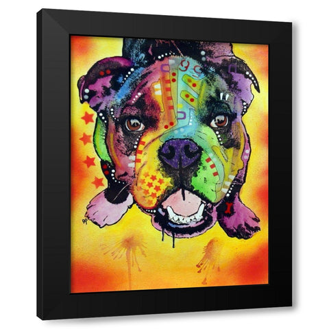 Baby Bulldog Black Modern Wood Framed Art Print by Dean Russo Collection