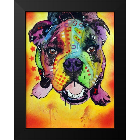 Baby Bulldog Black Modern Wood Framed Art Print by Dean Russo Collection