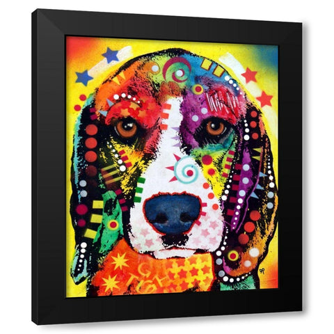 Beagle Face Black Modern Wood Framed Art Print by Dean Russo Collection