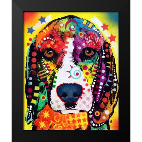 Beagle Face Black Modern Wood Framed Art Print by Dean Russo Collection
