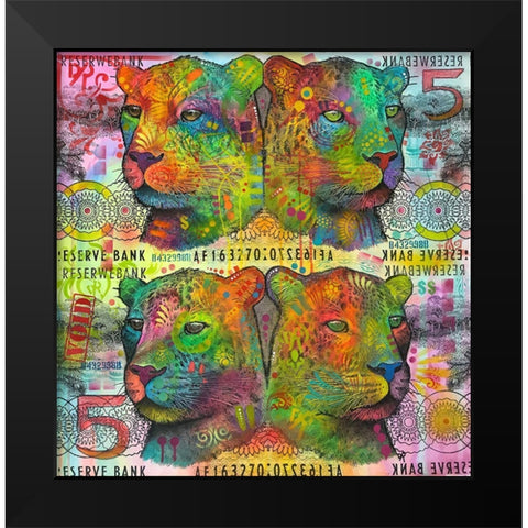 Big Cat Reflect 5 Black Modern Wood Framed Art Print by Dean Russo Collection