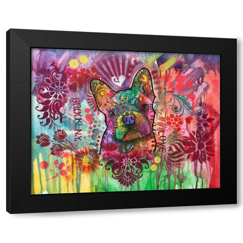 Frenchie Jacket Black Modern Wood Framed Art Print with Double Matting by Dean Russo Collection