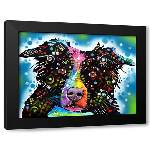 Border Collie 3 Black Modern Wood Framed Art Print by Dean Russo Collection